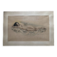 Dessin crayon et pastel xix papier : femme nue allongée sur un drap, signé adam (hugo ?), beaux arts
