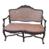 19th century louis xv style bench in wood and canework