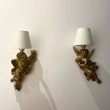 Pair of golden Puttis wall lights