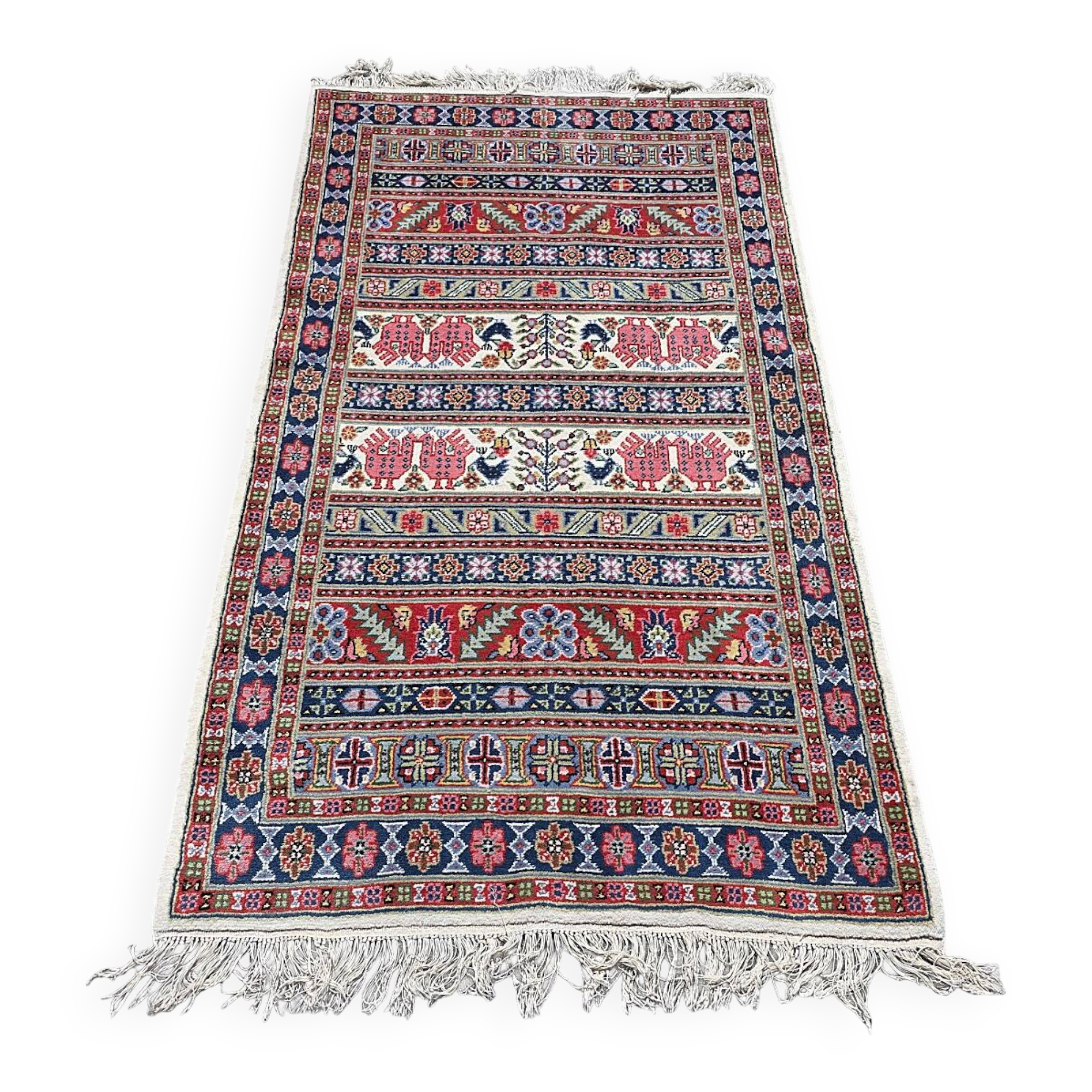 Hand Knotted Tunisian Wool Rug, 2nd half 1900s