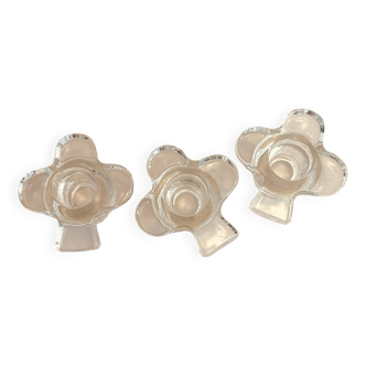 Set of 3 vintage glass candle holders