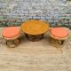 Coffee table with its pair of ottomans
