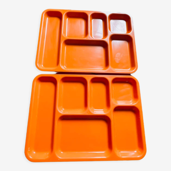 Vintage tray orange meal trays 70