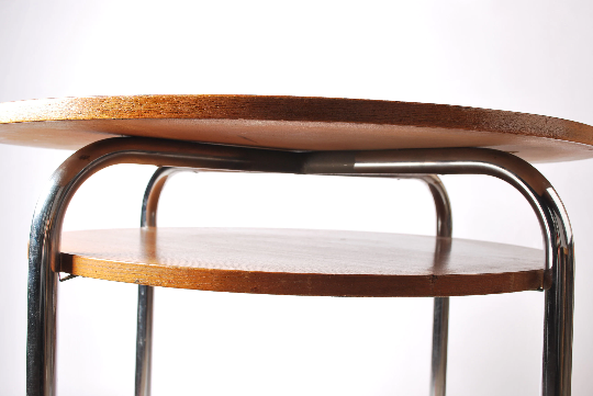 Bauhaus tubular steel cantilever table with underpanel ST 41 by Robert Slezák company
