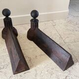 Pair of old vintage steel andirons