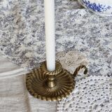 Vintage candle holder in gilded brass - Spiral shell style tray