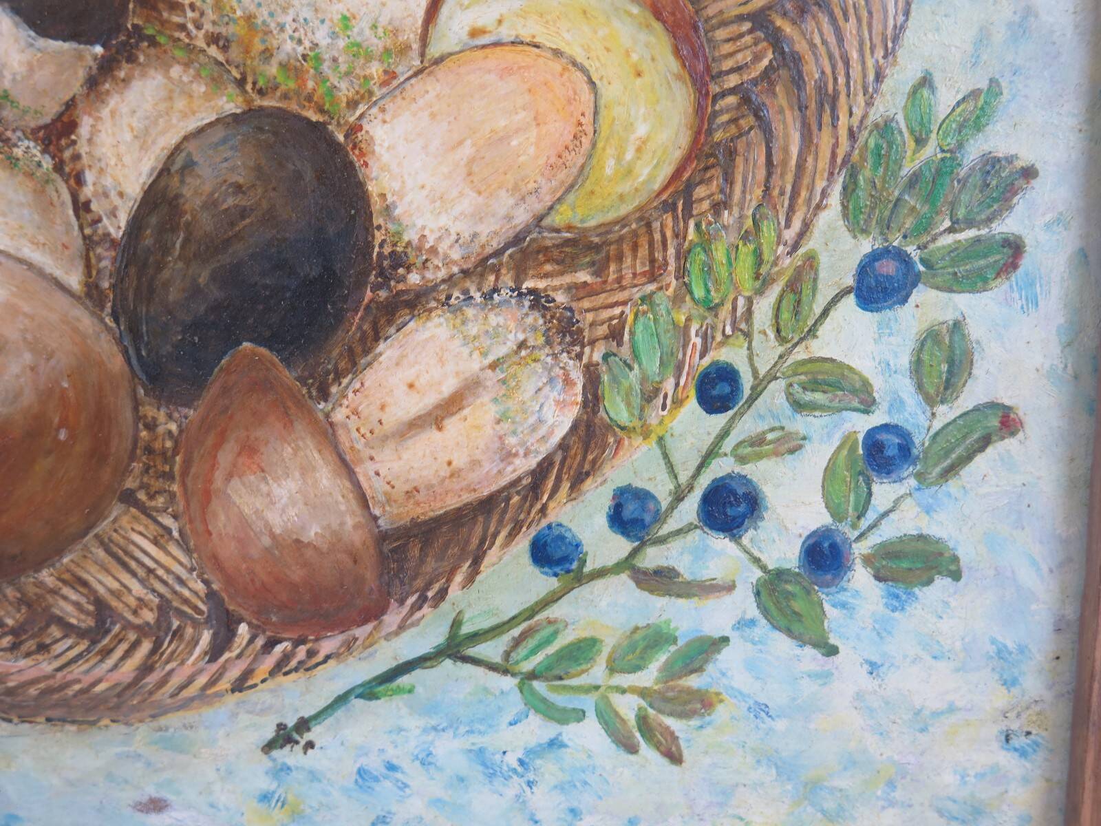 Oil painting still life signed and dated, painted on board with frame B8