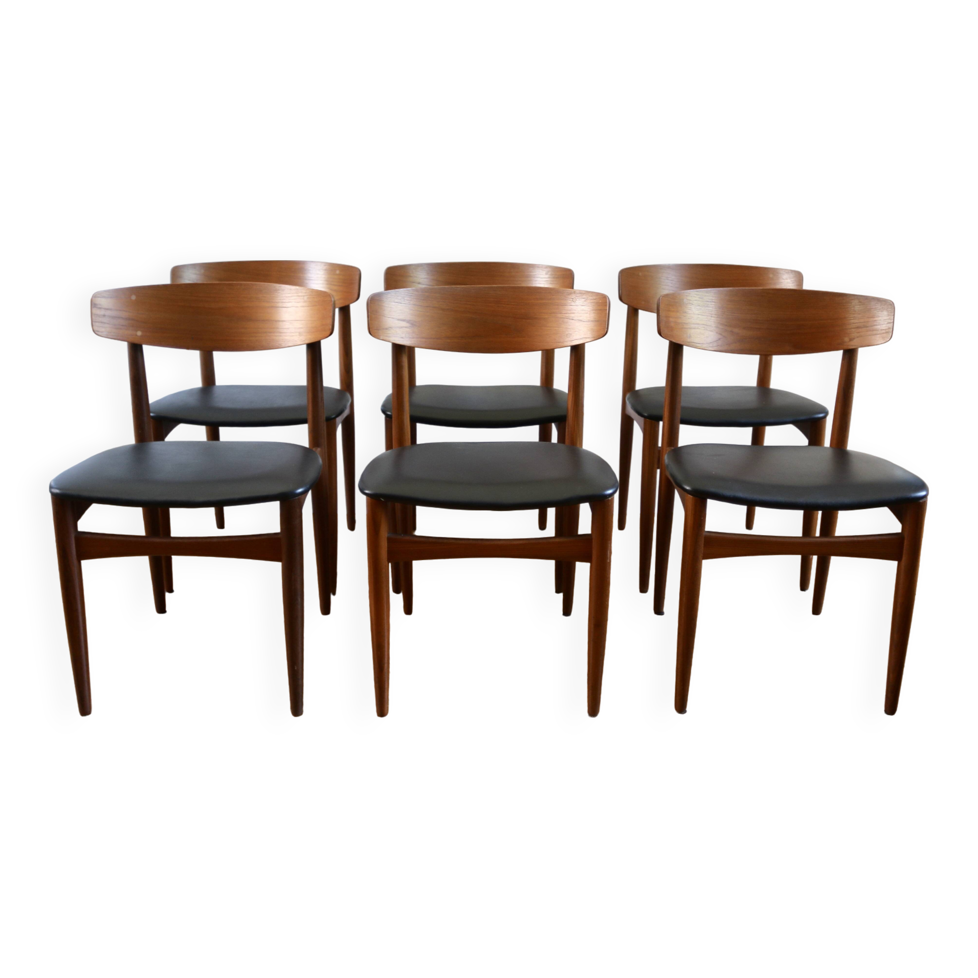 Set of 6 Scandinavian vintage teak chairs HW Klein 1960