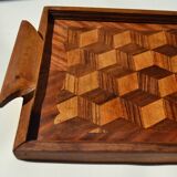 Plateau en bois ancien marqueterie