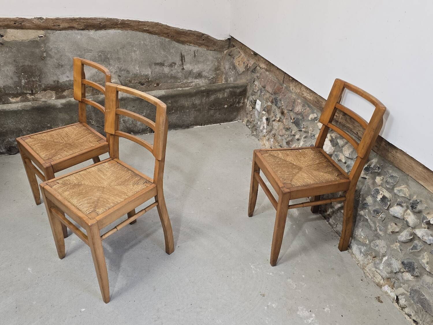 3 Pierre Cruège style chairs 1940-1950