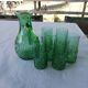 Service a orangeade verre moulé vert décor bulles