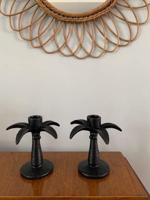 Pair of palm candle holders