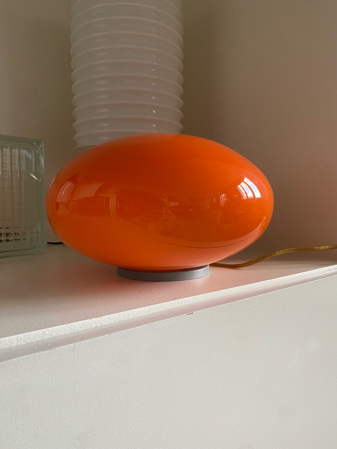UFO lamp vintage with orange glass globe