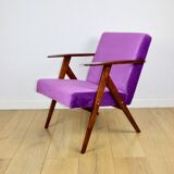 Vintage armchair like VAR purple velvet - 2 pieces available