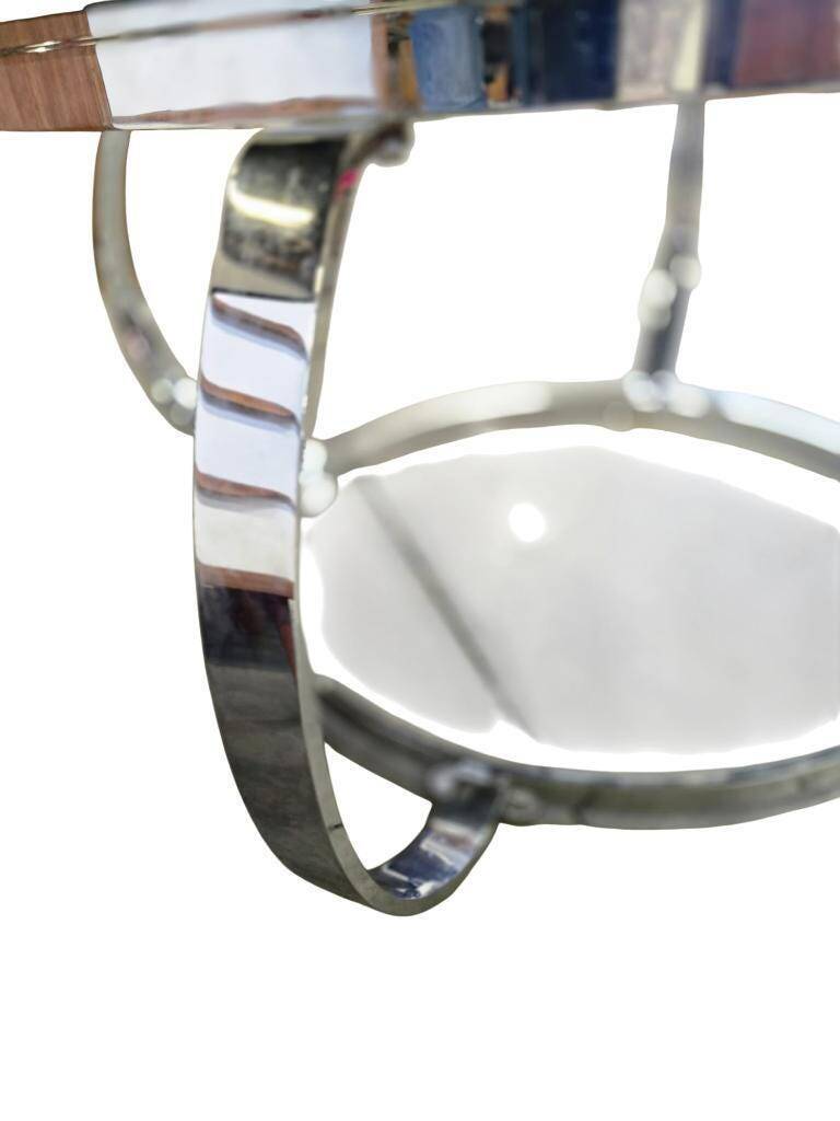 Table basse vintage chromée / table basse avec verre fumé