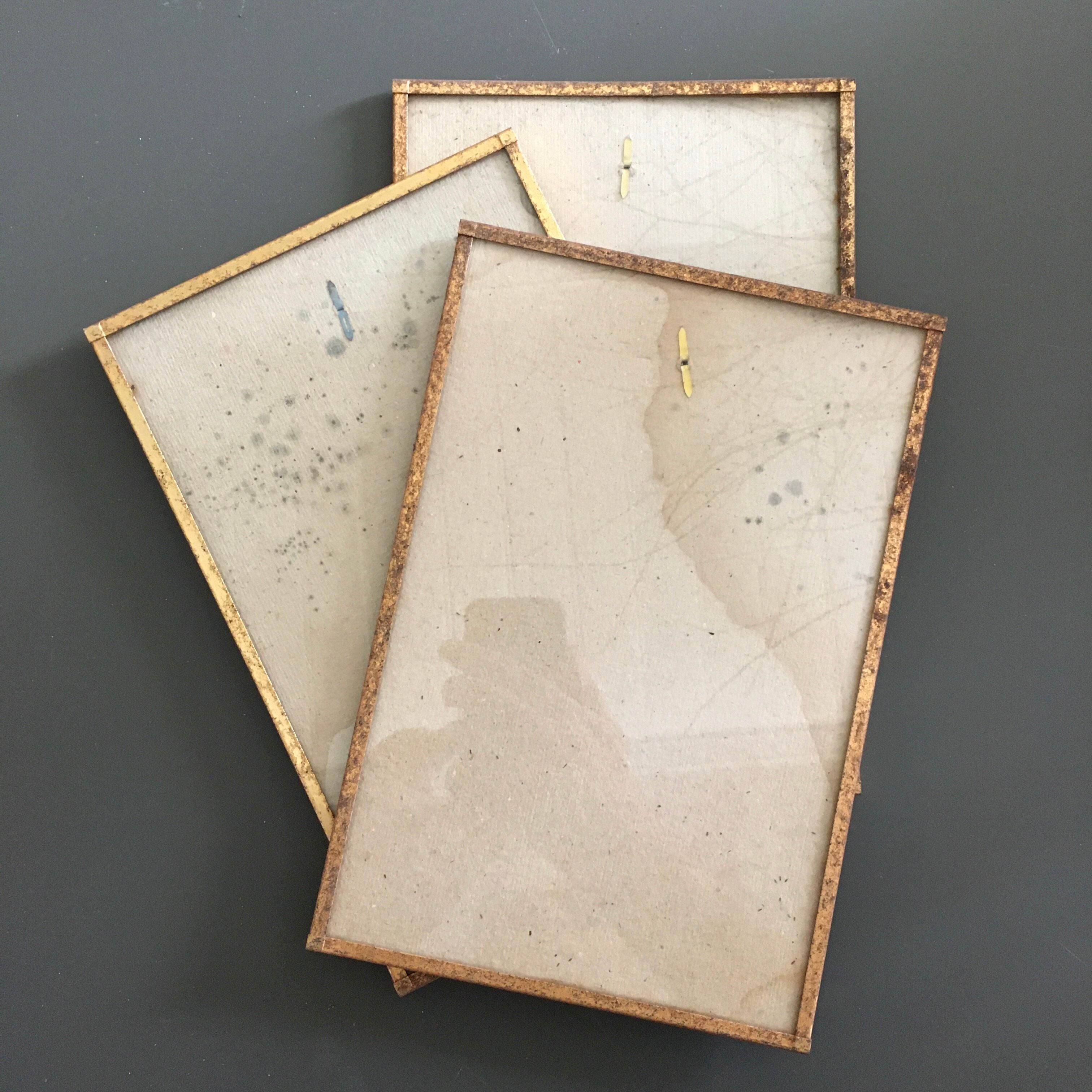 Lot of 3 oxidized brass frames