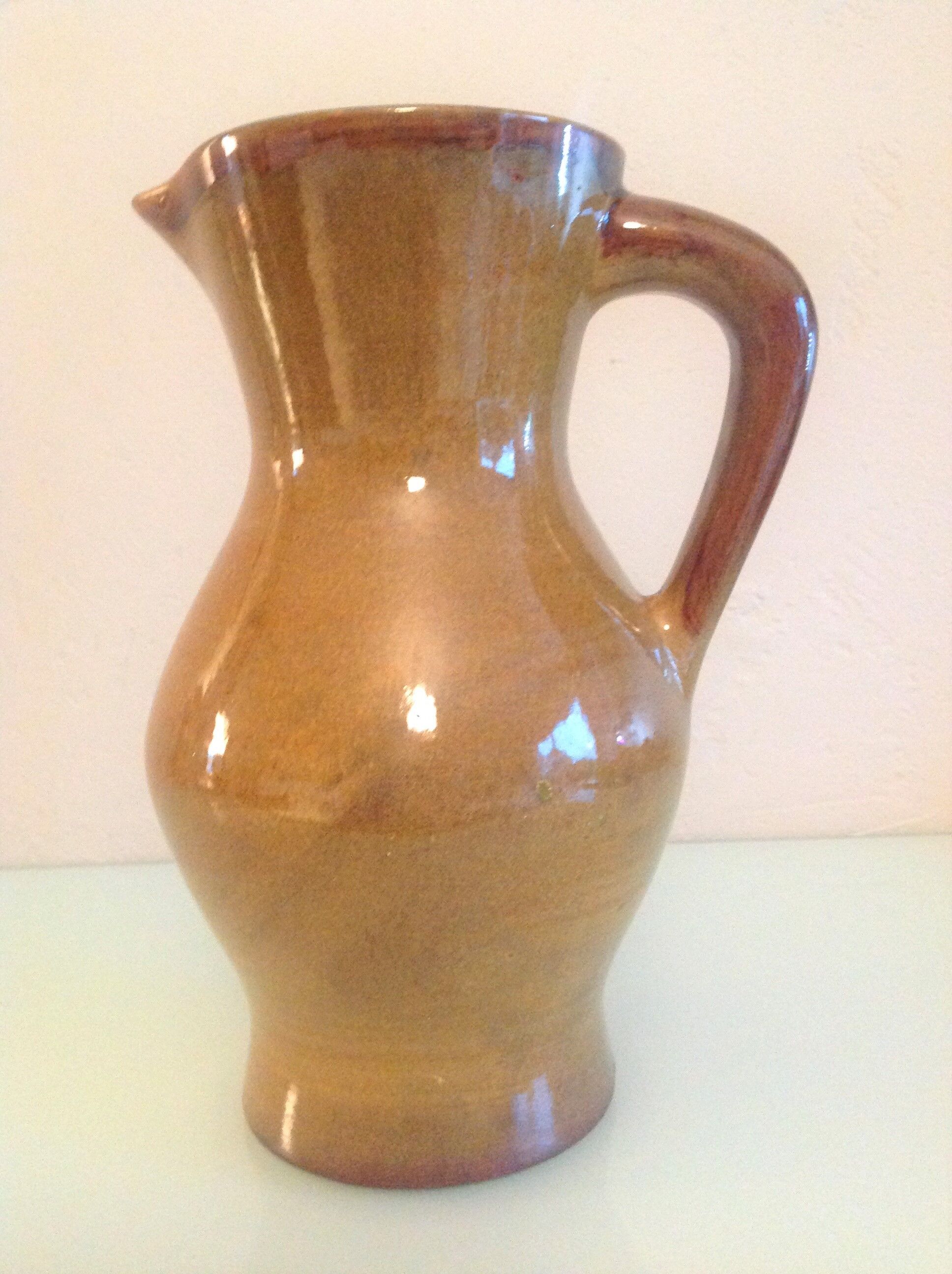 Pitcher in ochre ceramic of St Clement / vintage 60s-70s