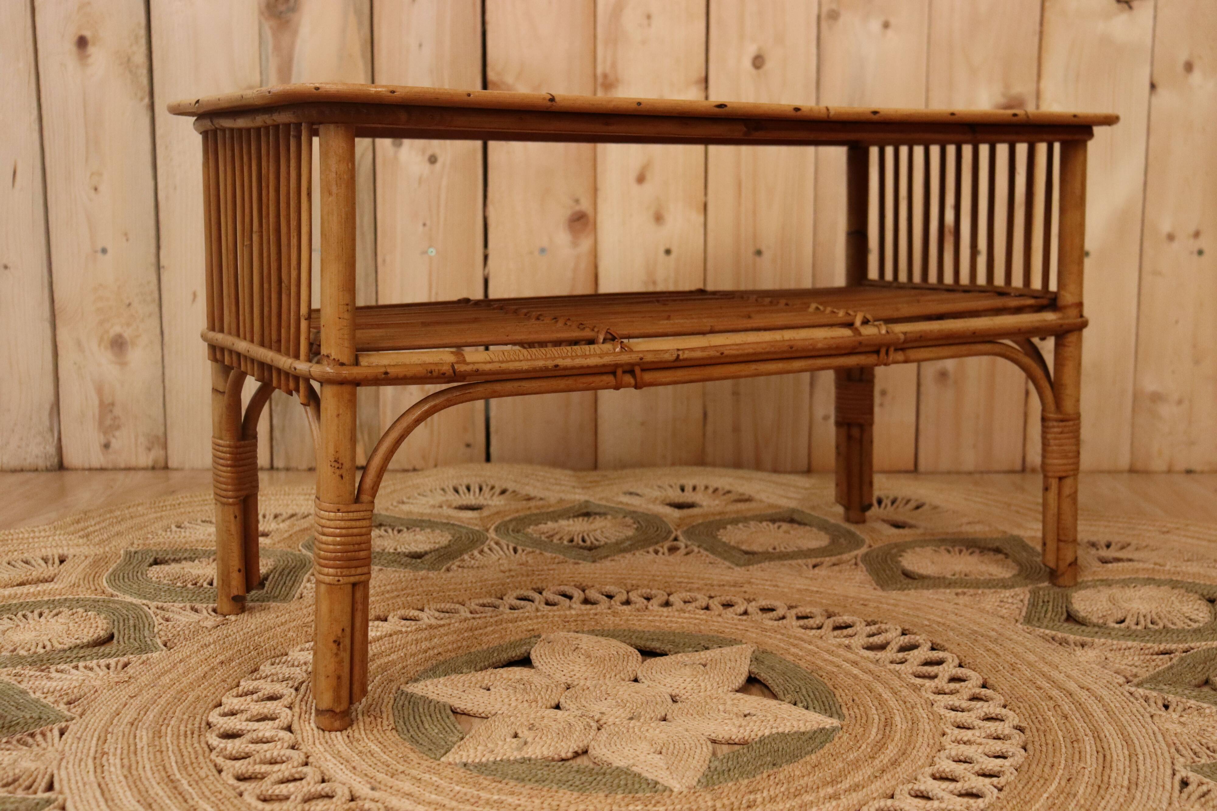 Rattan shelf on legs