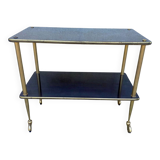 Vintage 60s brass side table on wheels