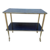 Vintage 60s brass side table on wheels