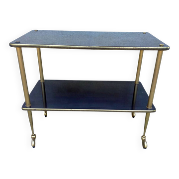Table d’appoint desserte sur roulettes vintage 60s laiton