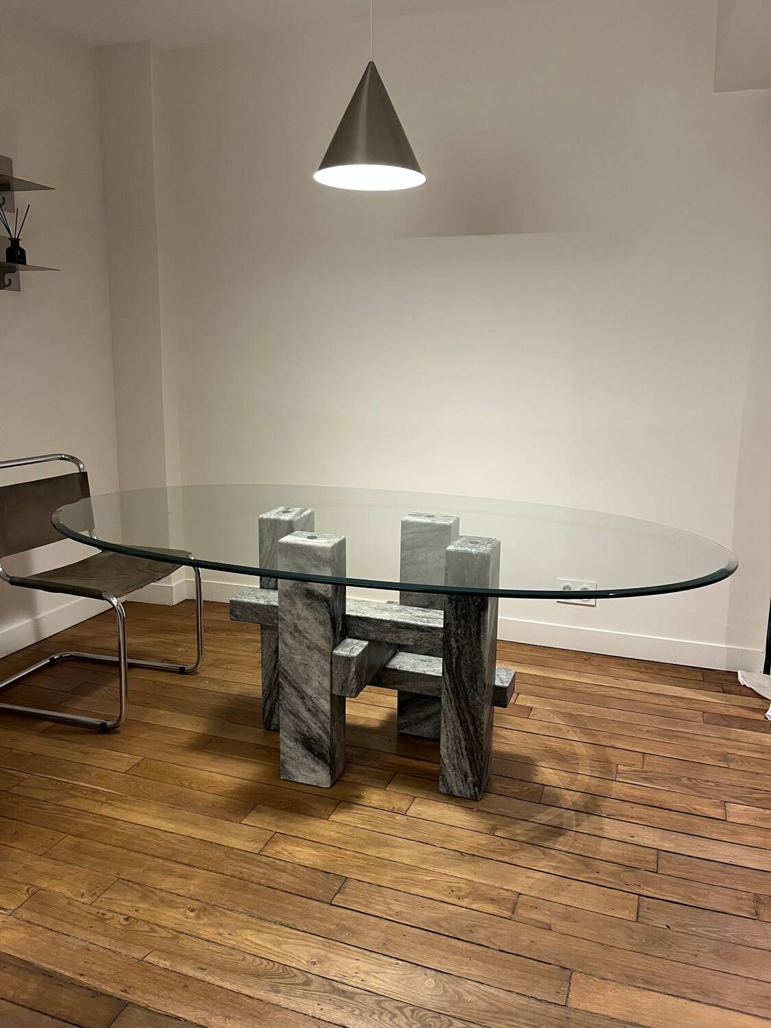 Willy Ballez marble and glass table