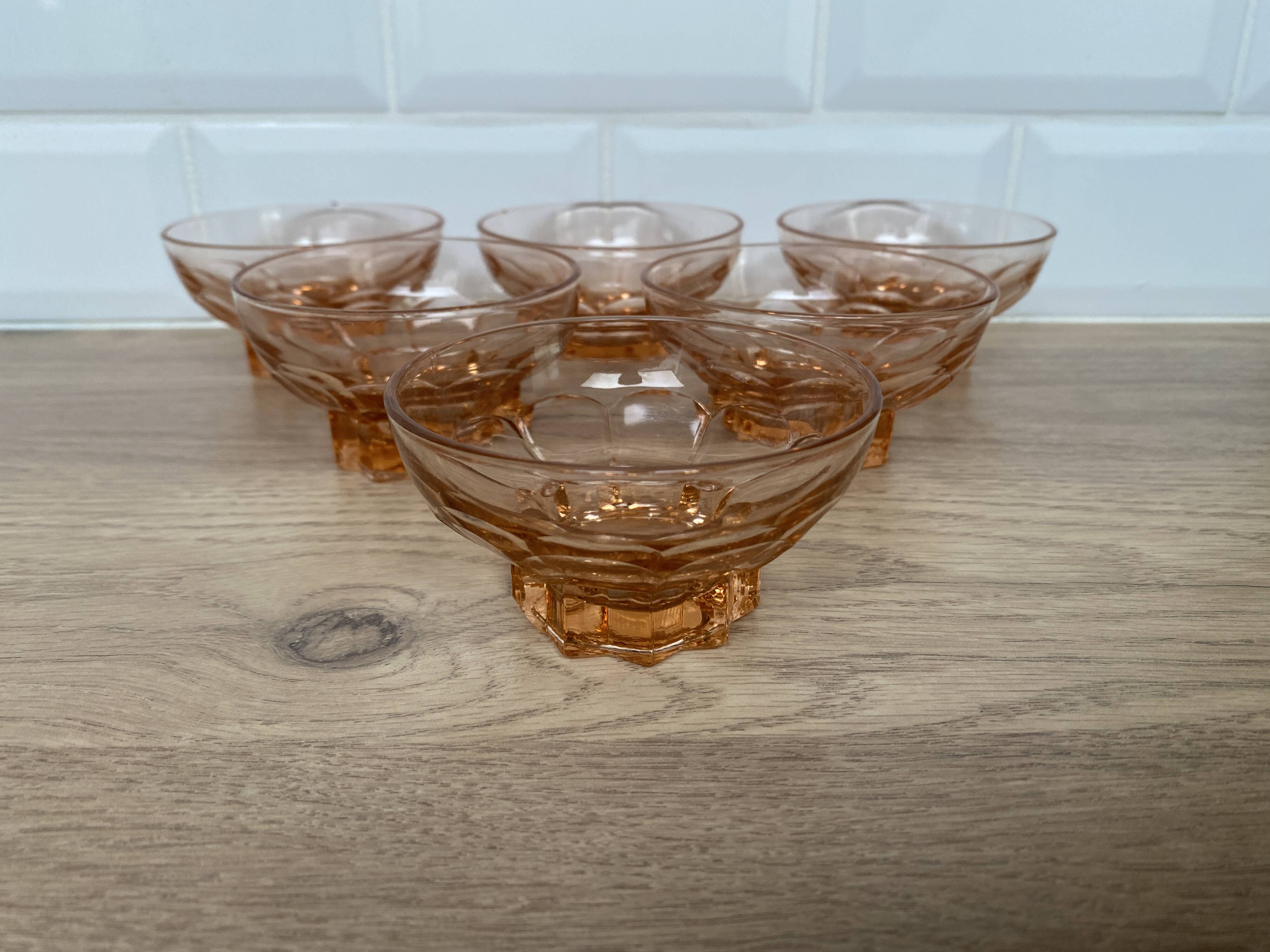 Set of 6 pink star luminarc cups