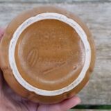 Vintage brown flamed stoneware jug signed Denbac.