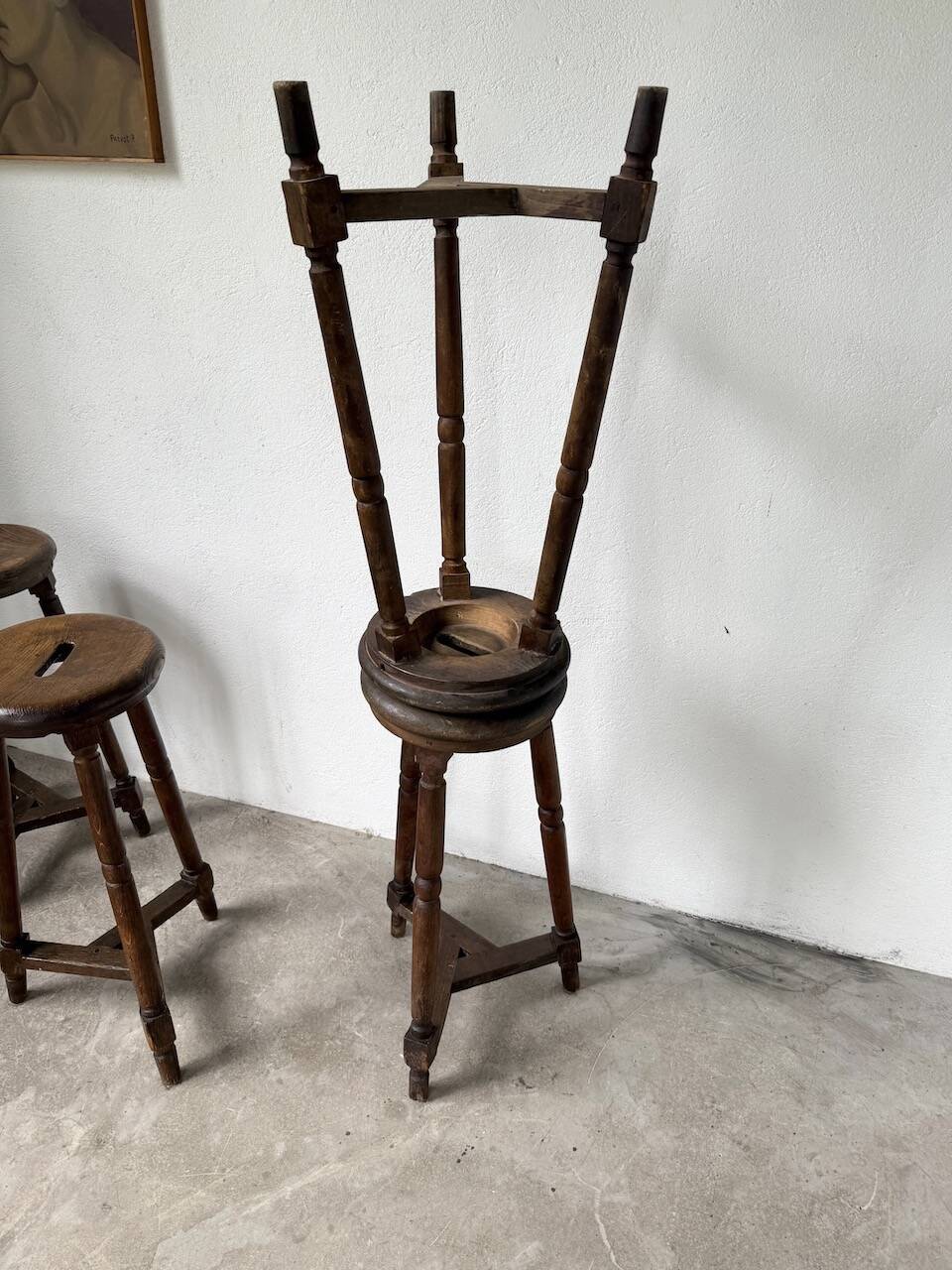 Oak bistro stools 1950