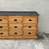Furniture with drawers waxed pine above black top three tablets furniture of trade