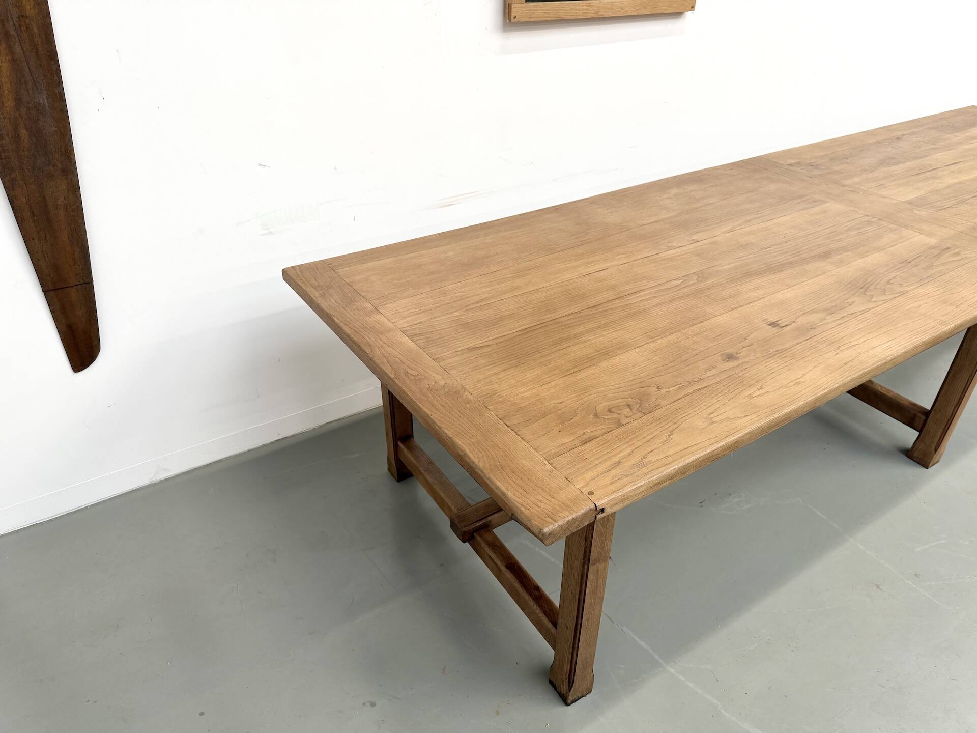 XXL farmhouse table in solid oak 350 cm - Reconstruction Style - 1950s