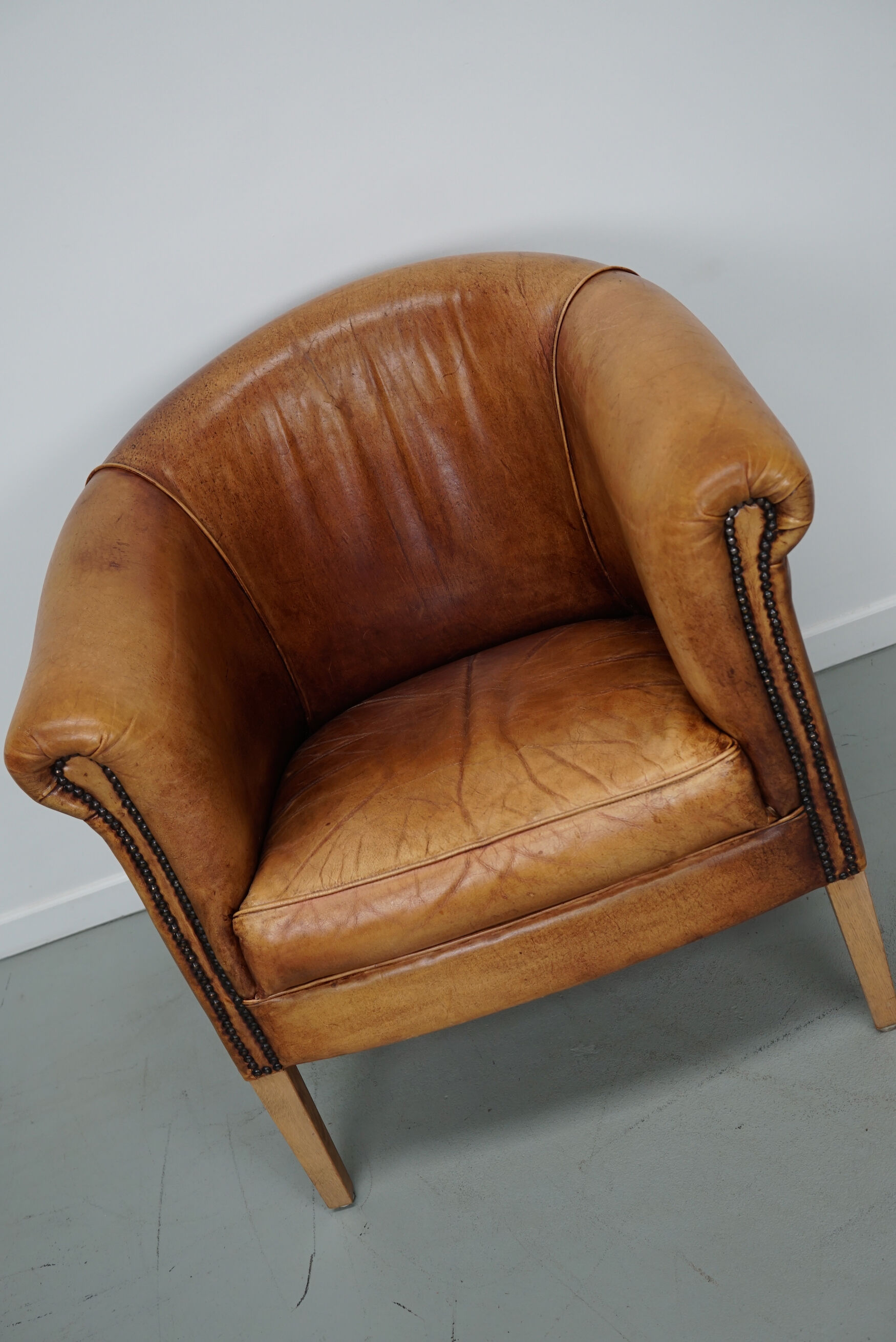 Vintage Dutch Cognac Colored Leather Club Chair