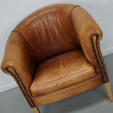 Vintage Dutch Cognac Colored Leather Club Chair
