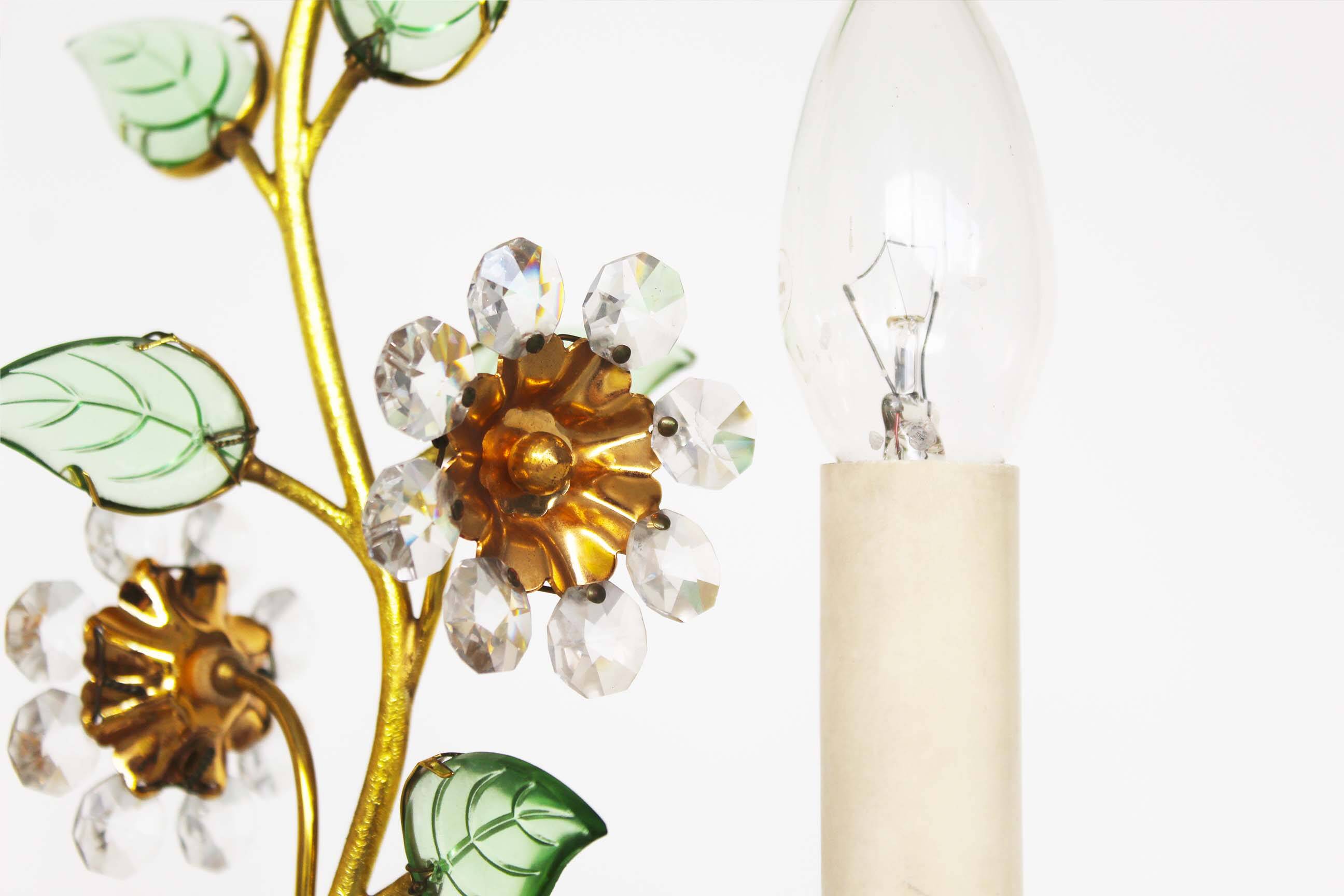 Incredible large gilt and crystal Floral table lamp by Palwa