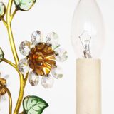 Incredible large gilt and crystal Floral table lamp by Palwa
