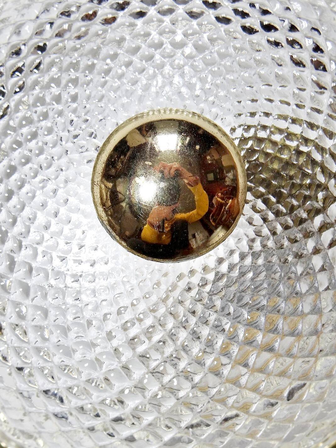 Vintage glass and gold metal globe ceiling light