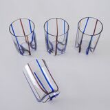 Set of four glasses, Italian design, 1970s, made in Italy
