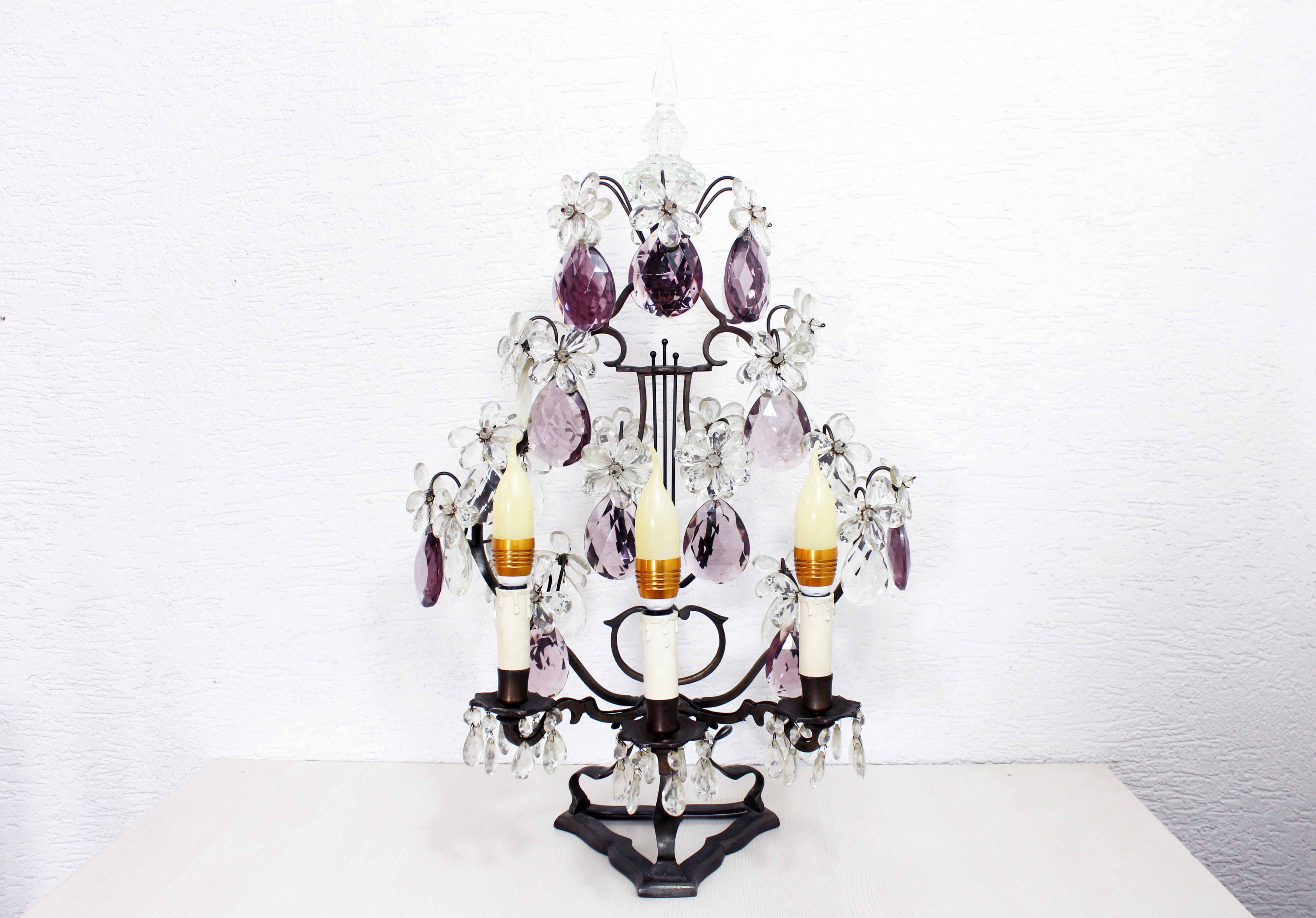 Girandole lamp in crystal and iron