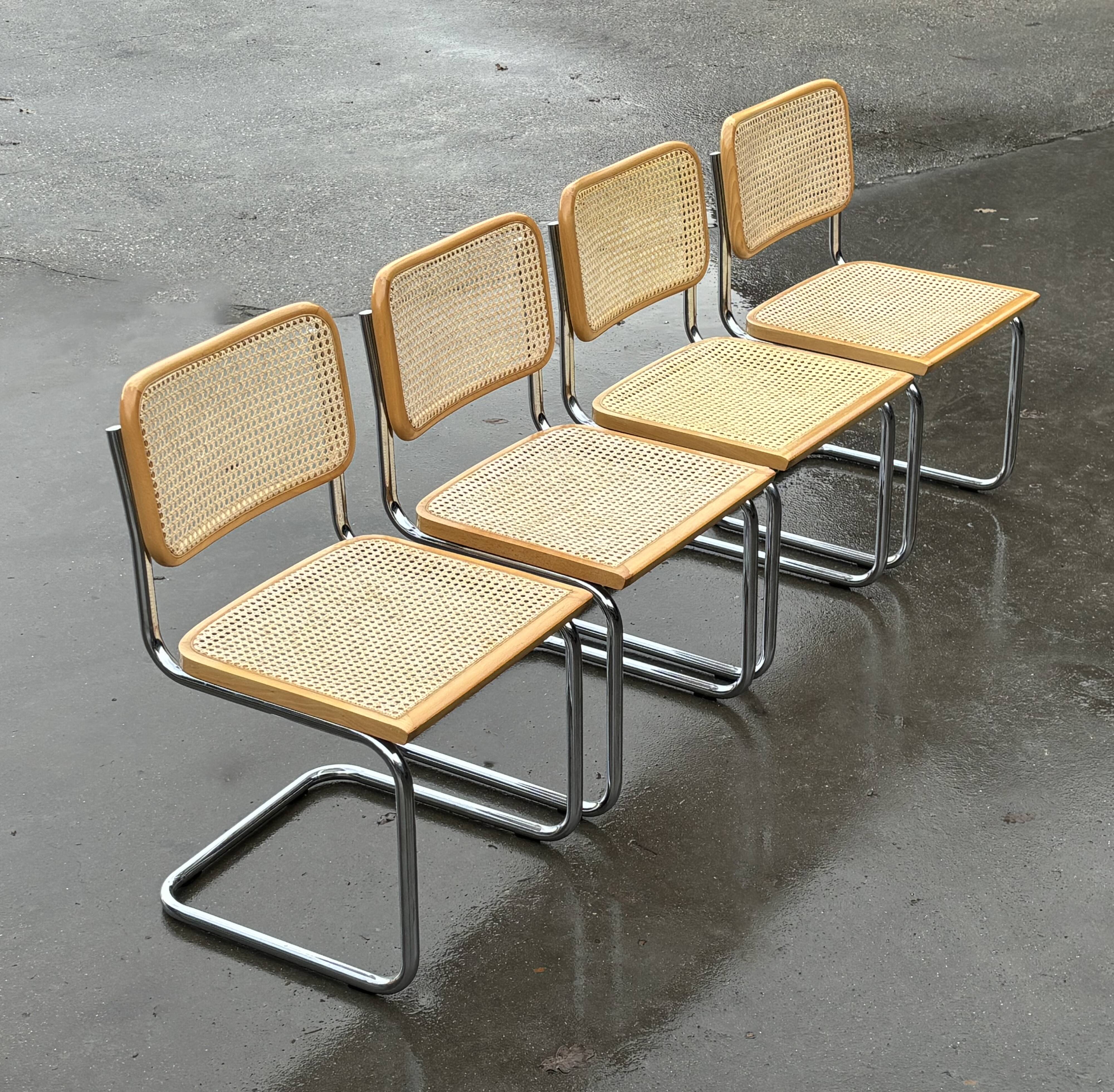 Set of 4 chairs Cesca B32 designed by Marcel Breuer design made in Italy
