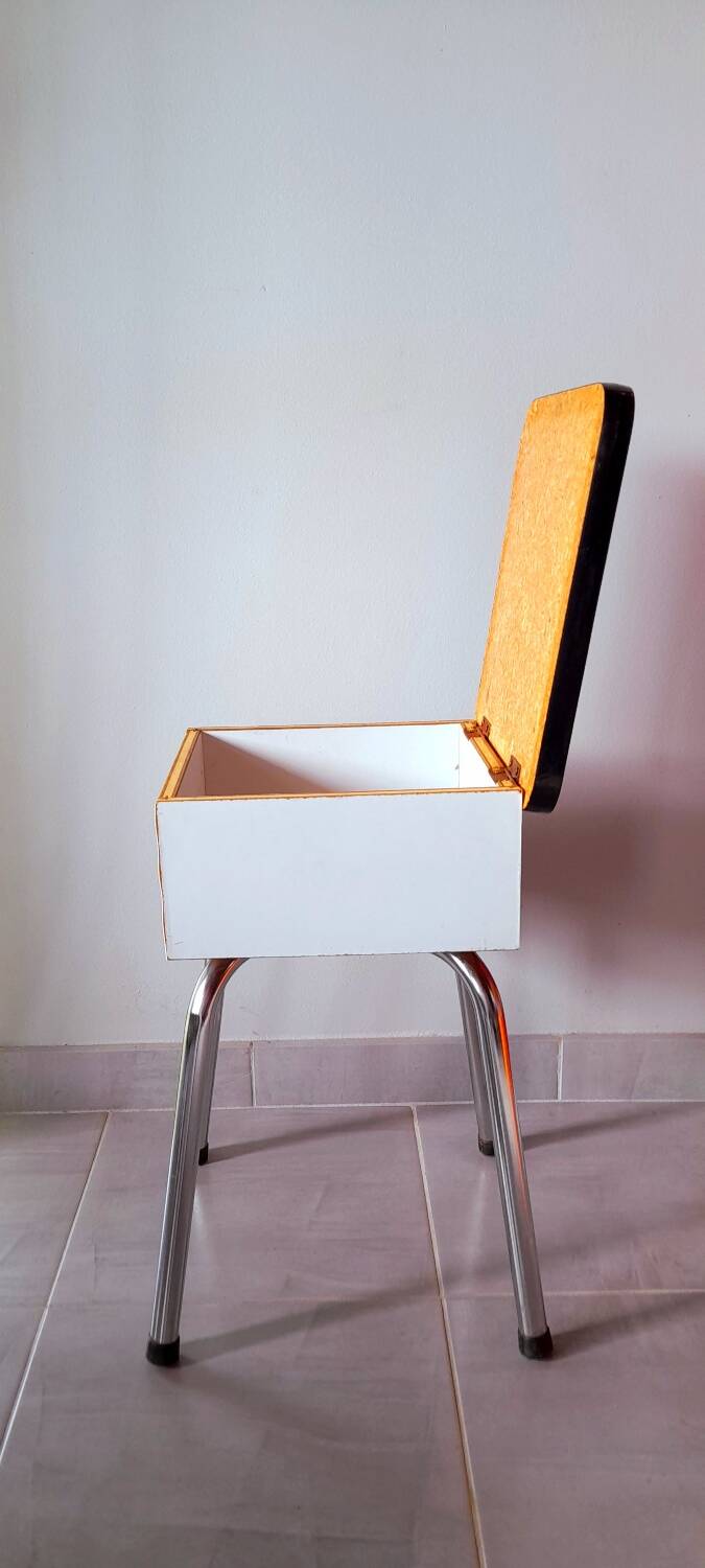 60s blue formica chest stool