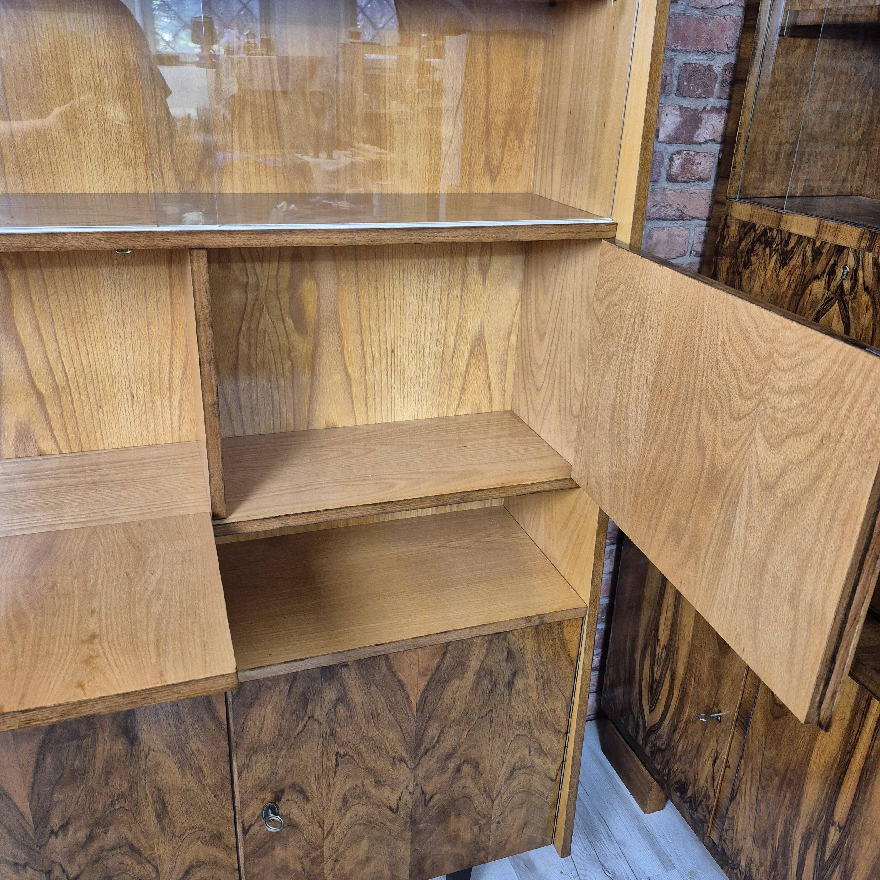 Restored Mid-Century Tapered Highboard Bar Cabinet  in Walnut & Mahogany