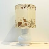 Vintage design lamp base in white ceramic with dried flower shade