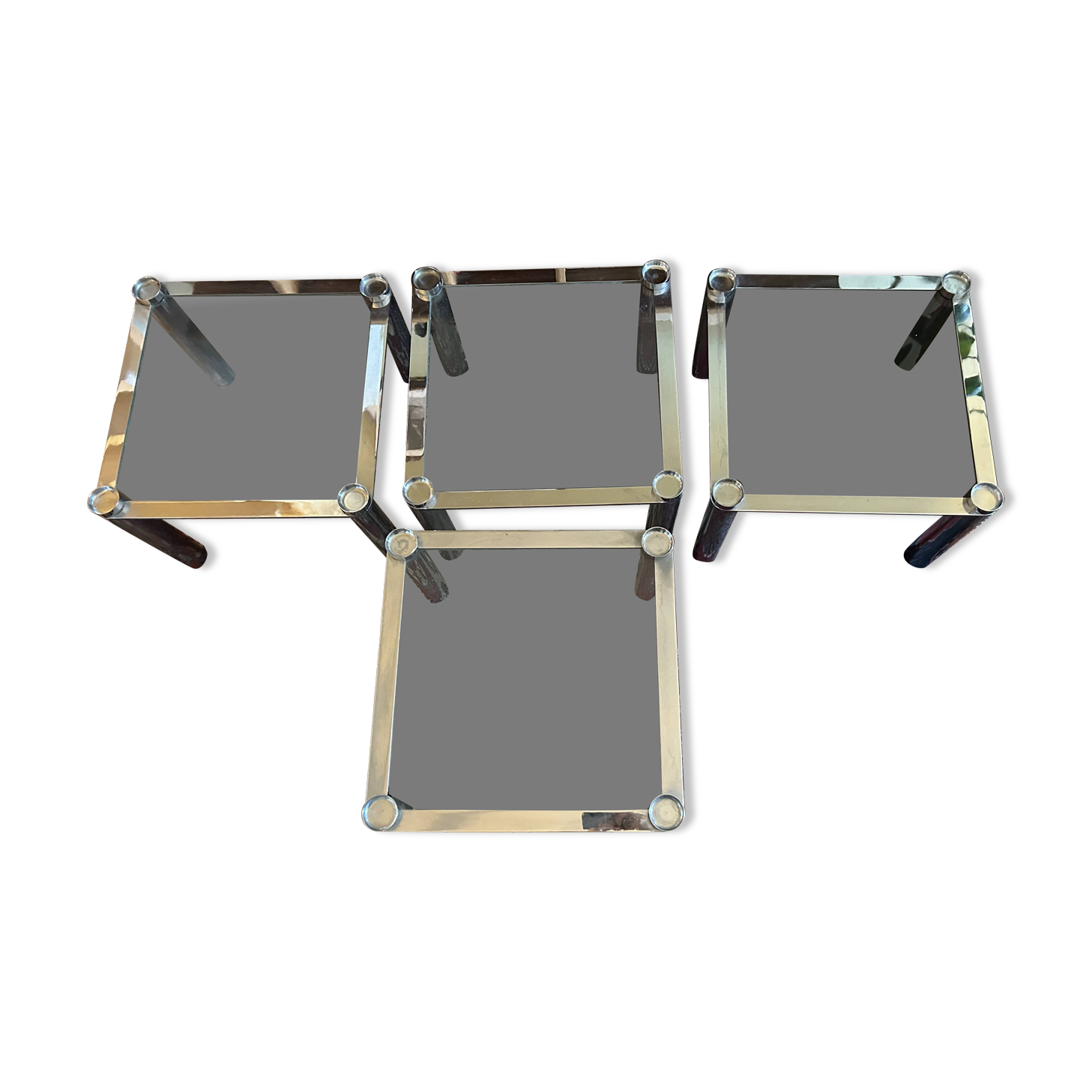 Glass and chrome coffee tables