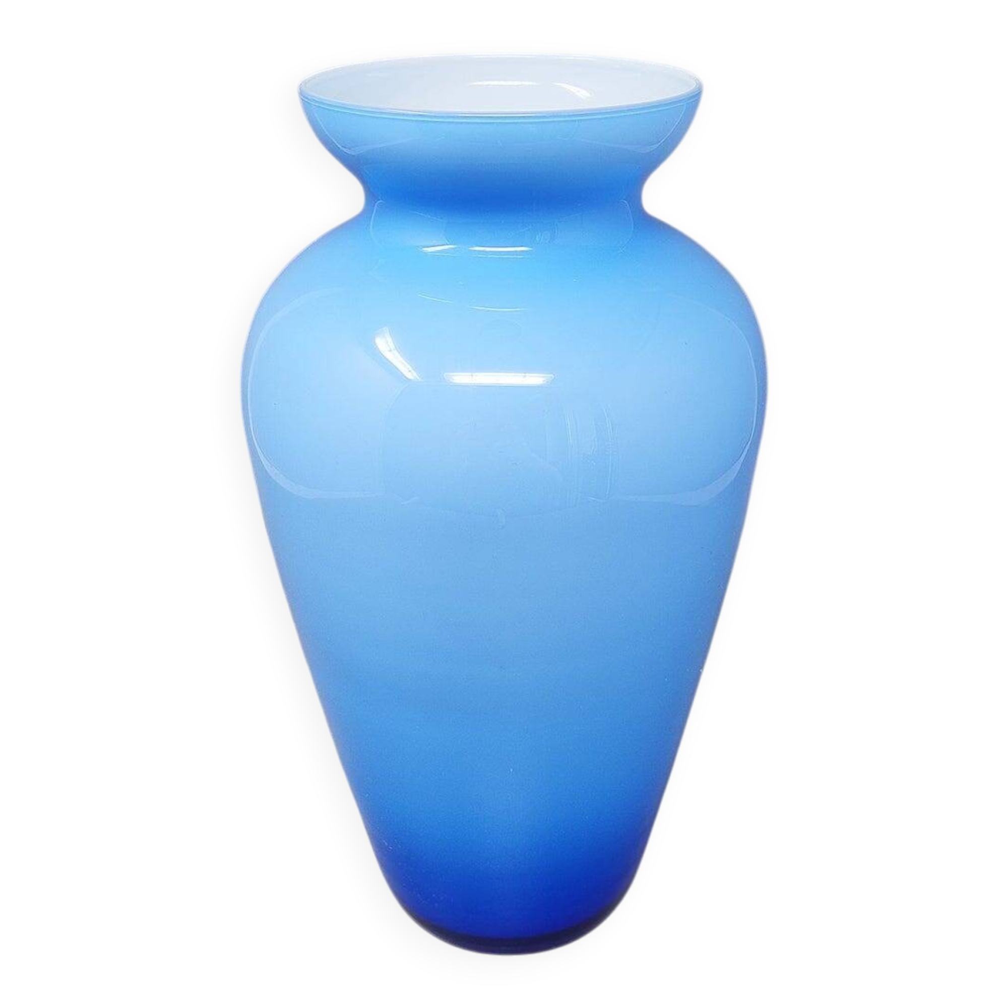 1960s Astonishing Blue Jackated Vase in Murano Glass. Made in Italy