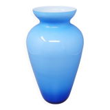1960s Astonishing Blue Jackated Vase in Murano Glass. Made in Italy