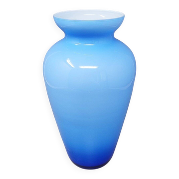 1960s Astonishing Blue Jackated Vase in Murano Glass. Made in Italy
