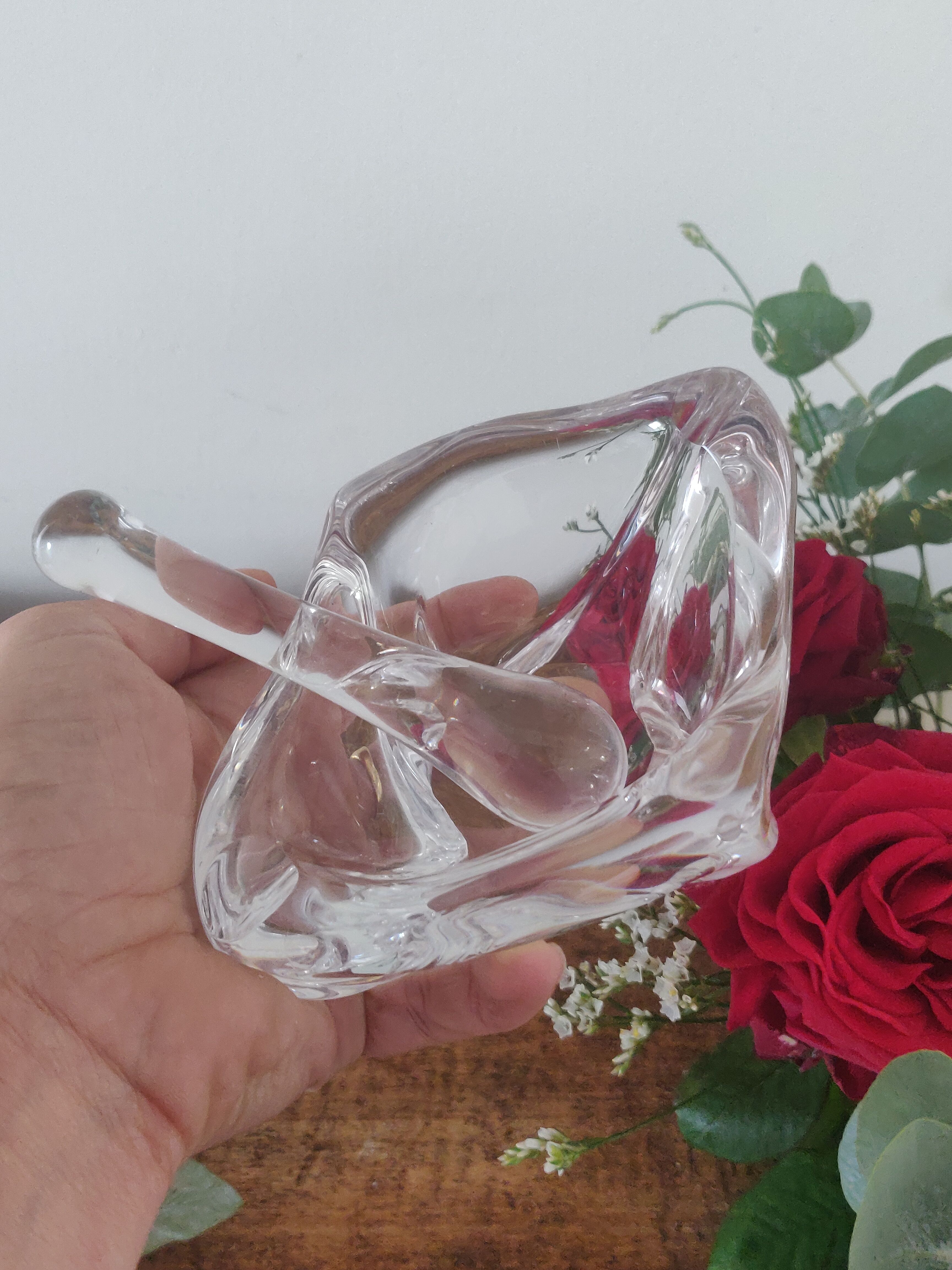 Daum crystal ashtray and its pestle - 50s