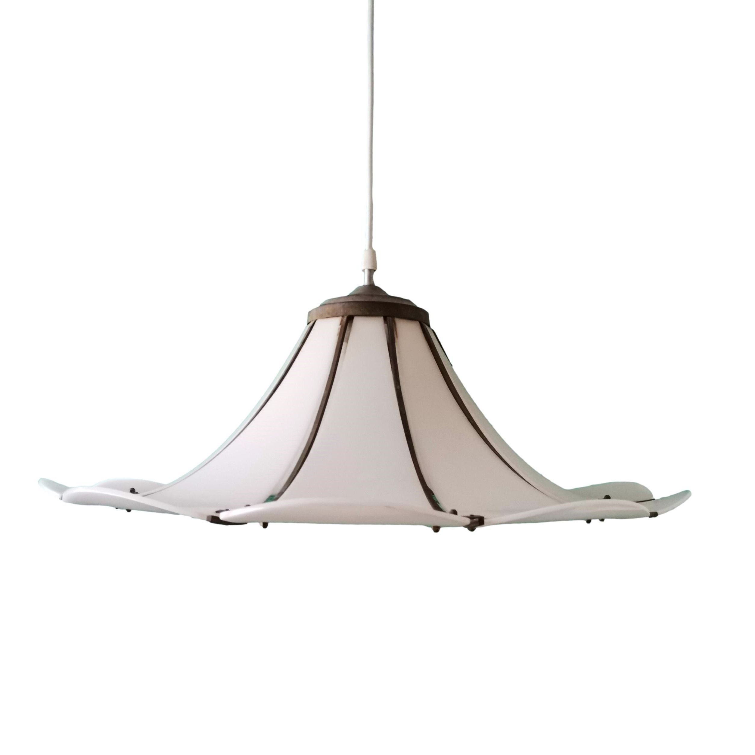 Large Modernist white acrylic hanging light lamp 1970s