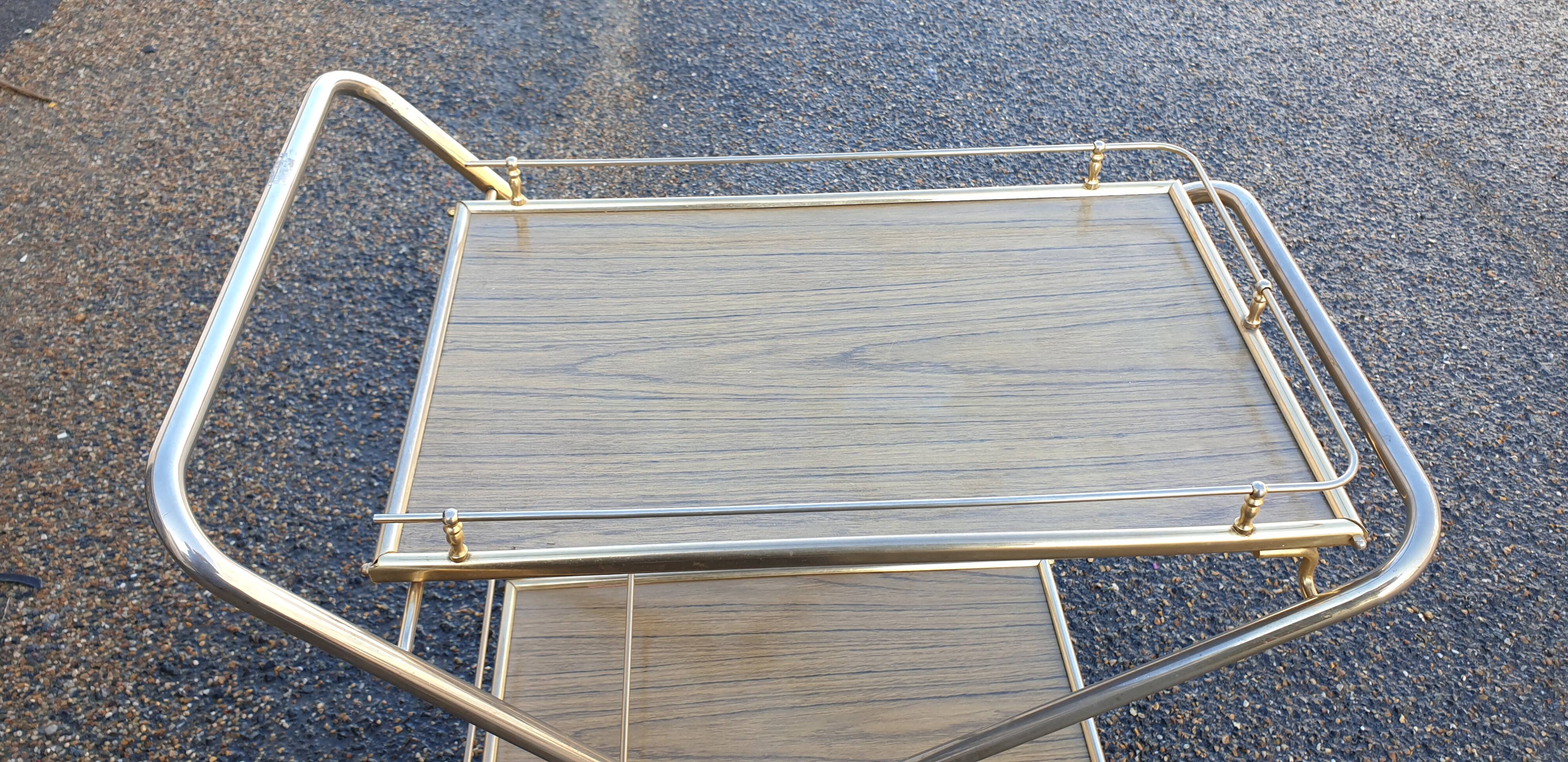 Vintage folding serving table on wheels