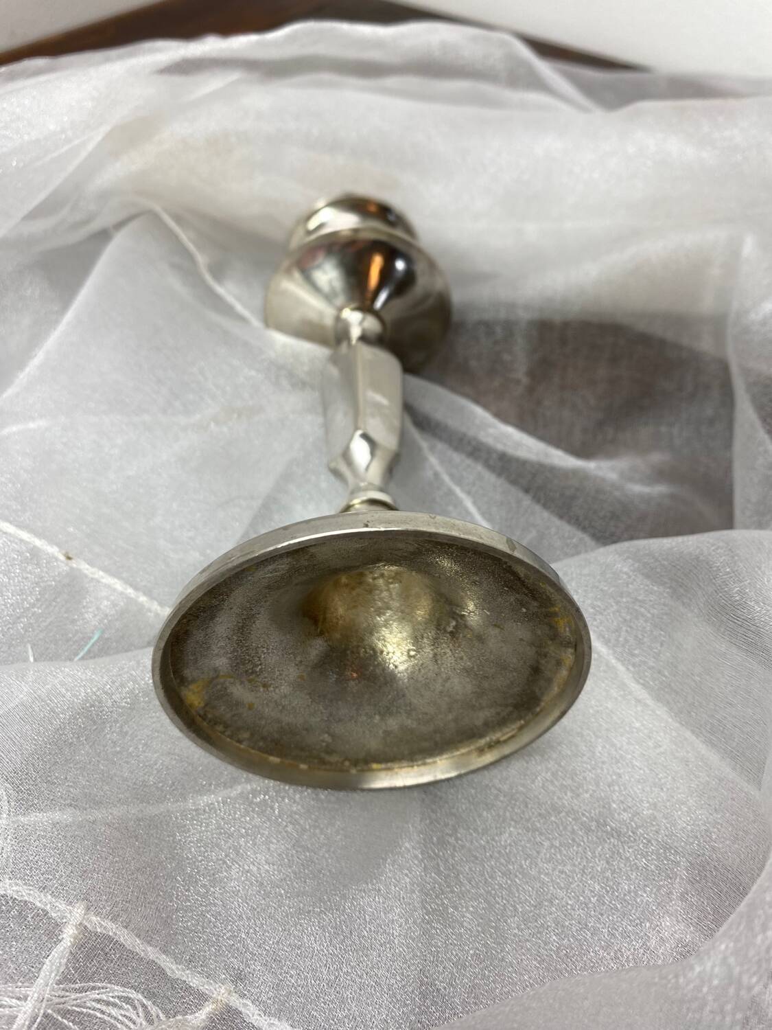 Silver metal candle holder